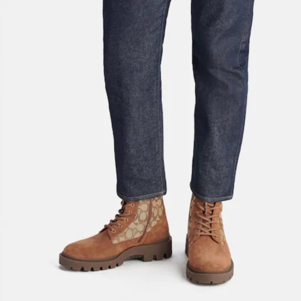 NWT COACH KHAKI SIGNATURE JACQUARD CITYSOLE BOOT